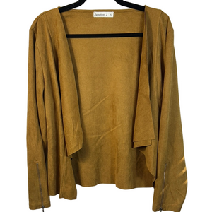 Sweetbei J Tan Faux Suede Open Jacket like new Size XL Zipper Sleeve